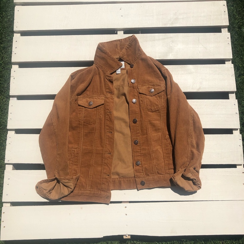 Burnt orange corduroy button up jacket